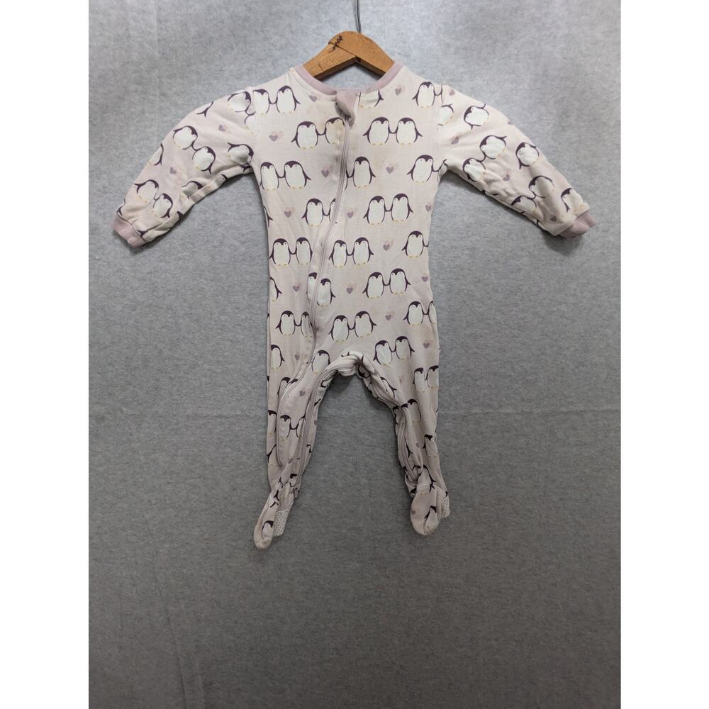 ZippyJamz One‎ Piece Pajamas Baby Size 9-12 Months Penguin Pint Full Zip Sleeper